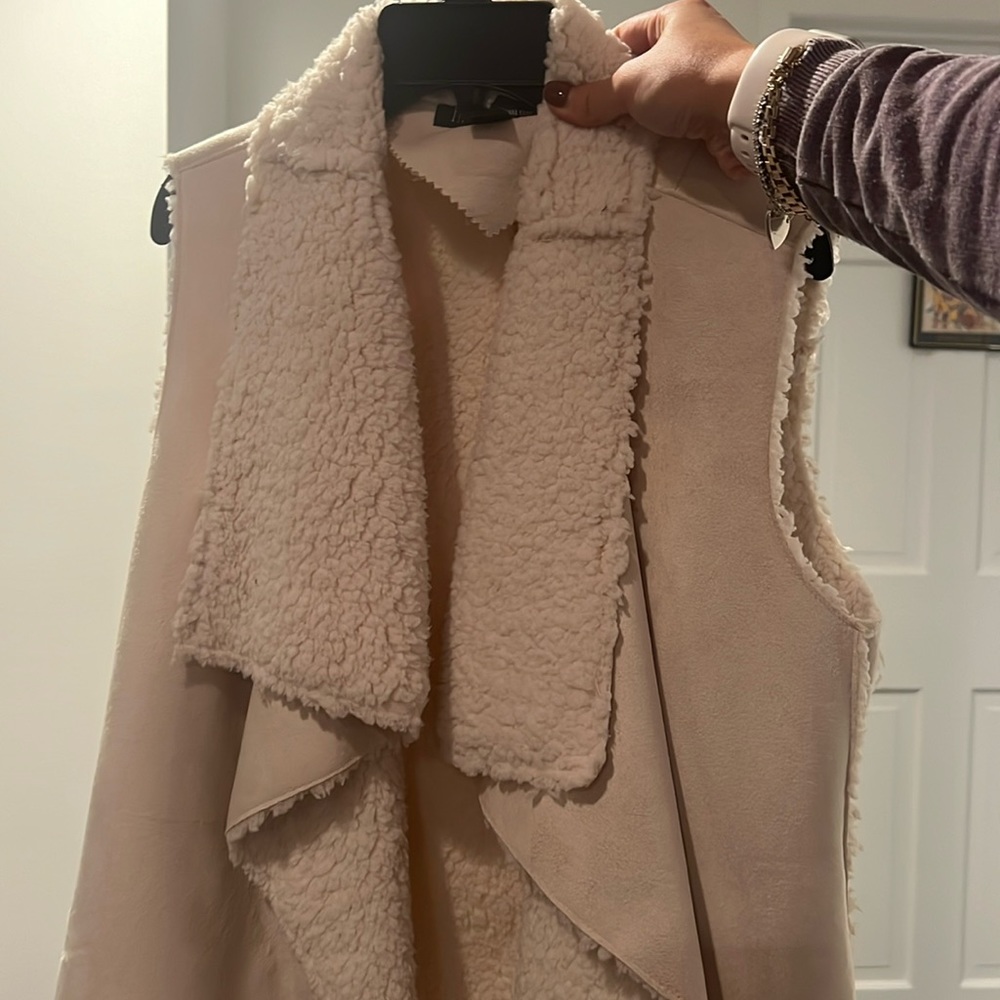 Beige fuzzy suede vest
